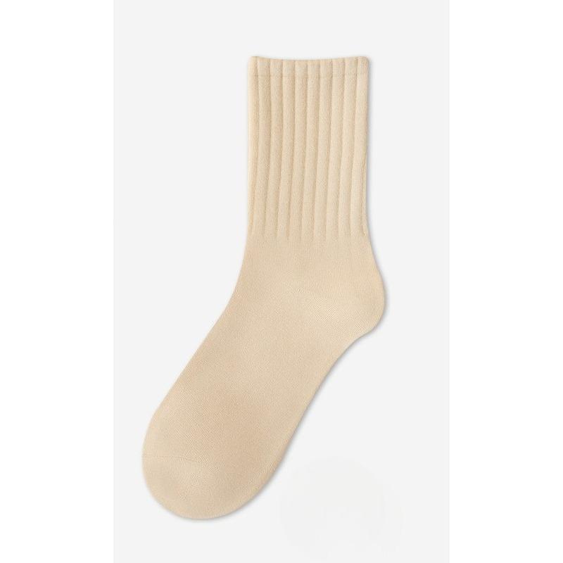 Women's Winter Cotton Socks for Warmth, Wide-mouthed Milk Tea Solid Color Women's Socks, Combed Cotton High-top Cotton Socks