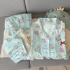 Cute Cat Style Cartoon Pajamas Imitation Cotton Edge Women's Loungewear Short-sleeved Three-piece Set