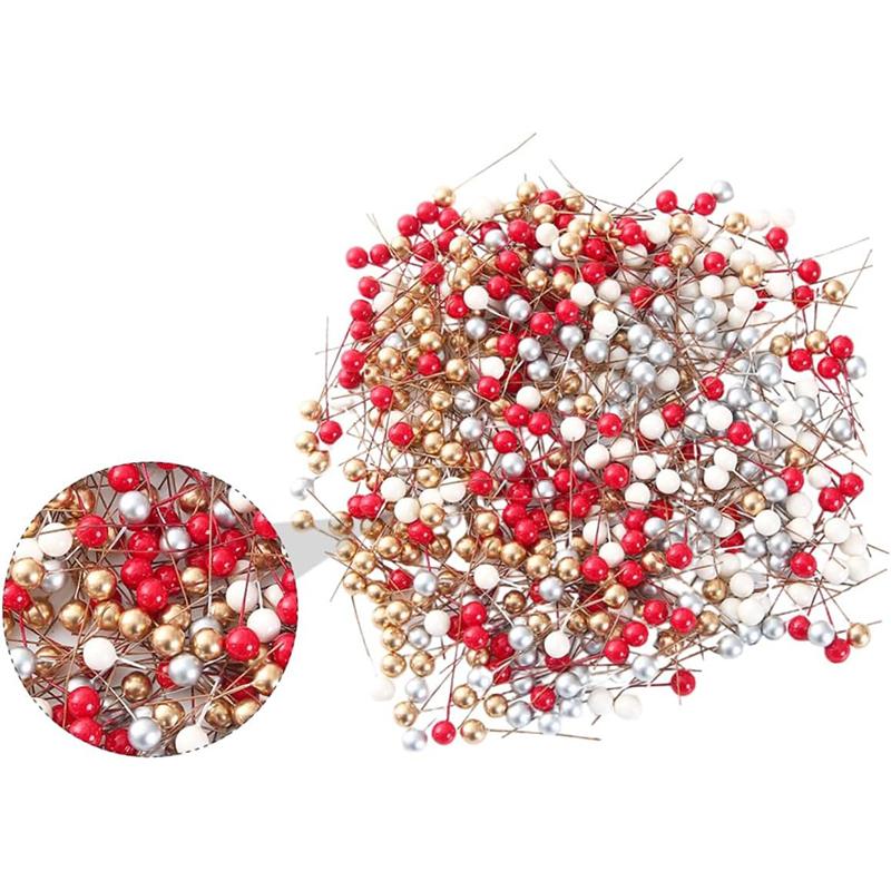 50/100pcs Artificial Holly Berries Mini Fake Berries Decor On Wire For Christmas Tree Decorations Flower Wreath DIY Craft