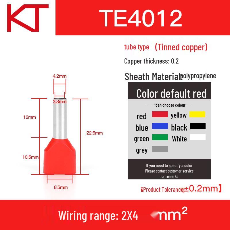 KT KST TE4012/4018/6014 Tubular Pre-Insulated Purple Copper Lug Wire Connector Terminal