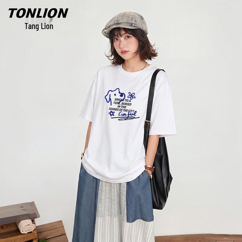 TonLion Women s Mercerized Cotton Loose-Fit T-Shirt XL