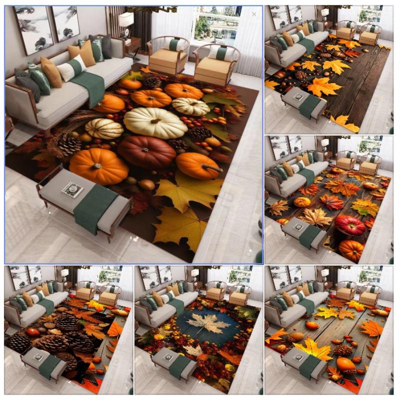 Halloween Pumpkin Decoration Large Carpet Bedroom Bathroom Floor Mat Bedroom Decoration Outdoor Pine Cone Maple Leaf Carpet