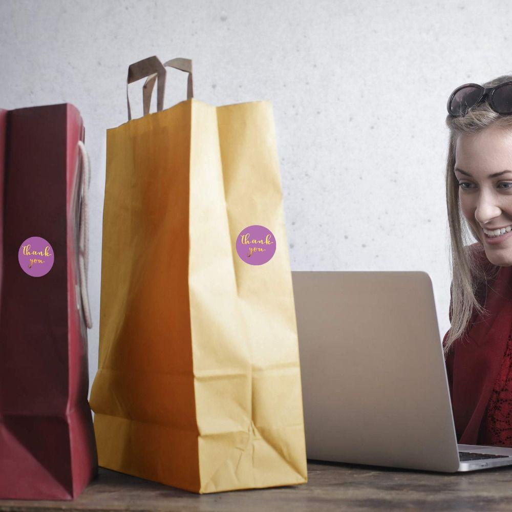 500 Pcs Purple Label Stickers Round Label Roll Self-Adhesive Stickers  Birthdays