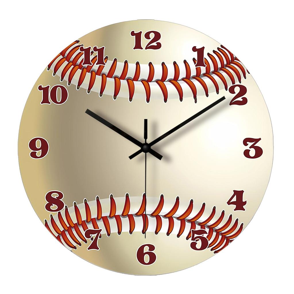 12-Zoll Lässige Kunststoff-Wanduhr PET-Material Baseball, Spiegelei, Kaffee-Effekt