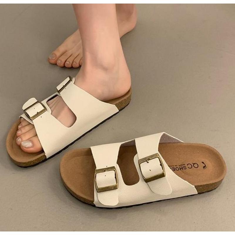 

Тапочки на плоской подошве, женские и мужские тапочки, роскошные домашние нескользящие пробковые тапочки, женские пляжные уличные домашние шлепанцы, сандалии 42 белый