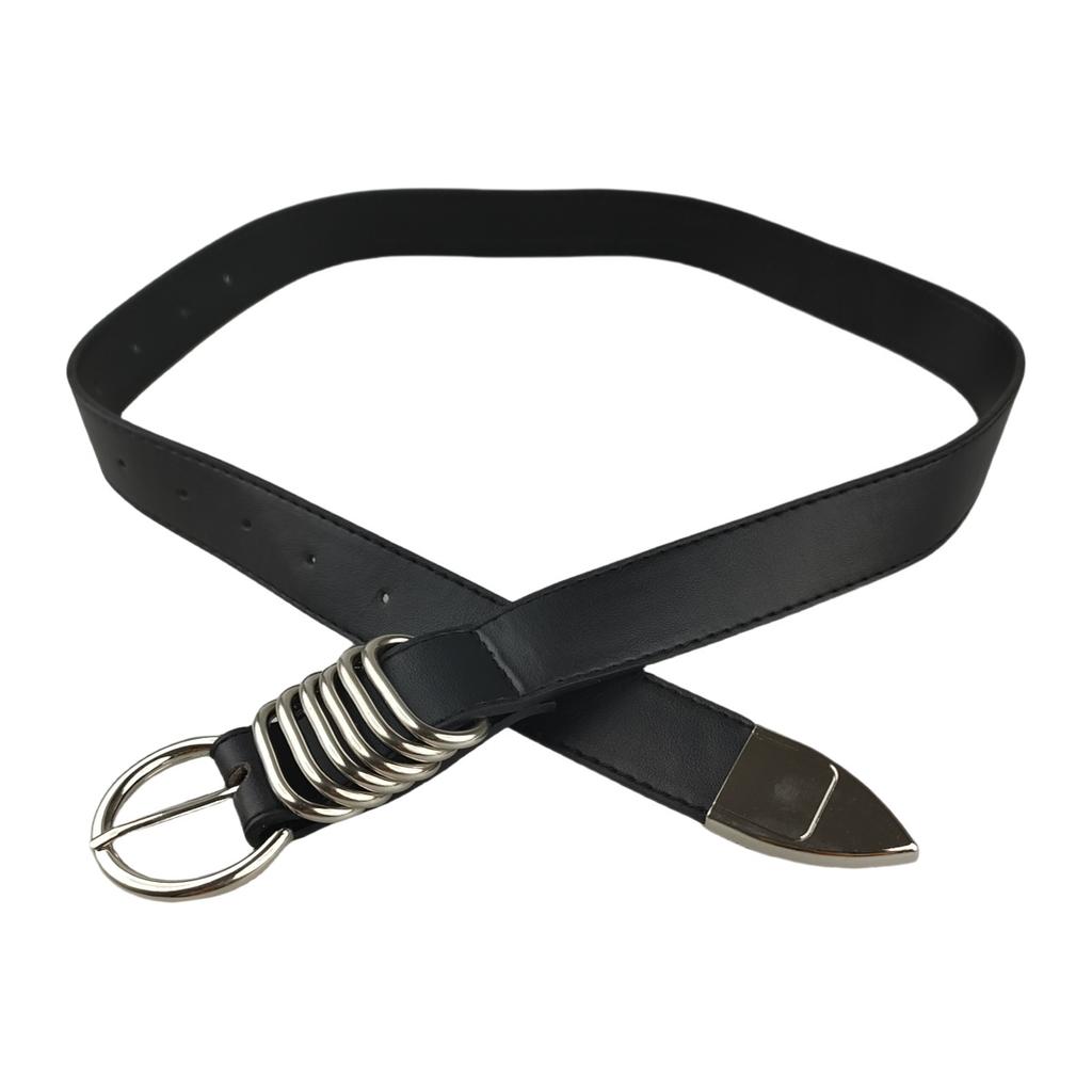 Niche Design of Women with Belts for High-end and Fashionable Versatile Decoration with Jeans Belt Metal Ring Pin Buckle Black Belt