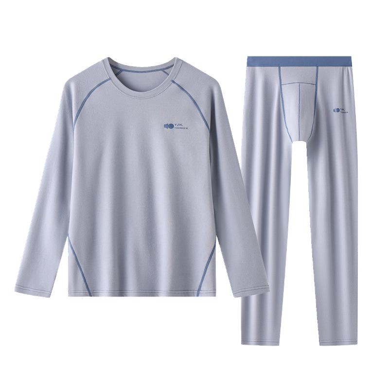 Herren Thermounterwäsche Set - Jugend Antibakterielle Baumwolle Wolle Pullover & Hose für Herbst/Winter