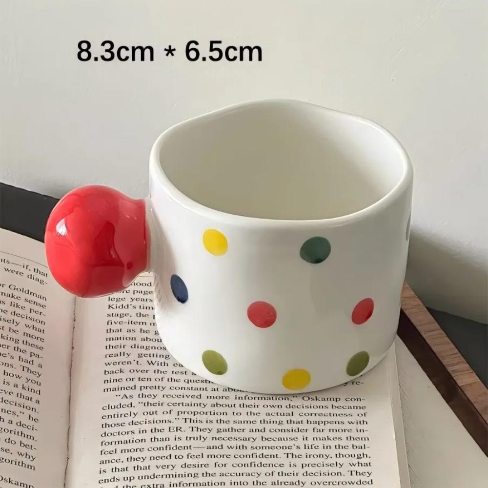 

Colorful polka dot ins style ceramic ball handle coffee cup 201-300ml