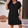 Women's Summer Solid Color Short-sleeved V-neck Plus Size Dress