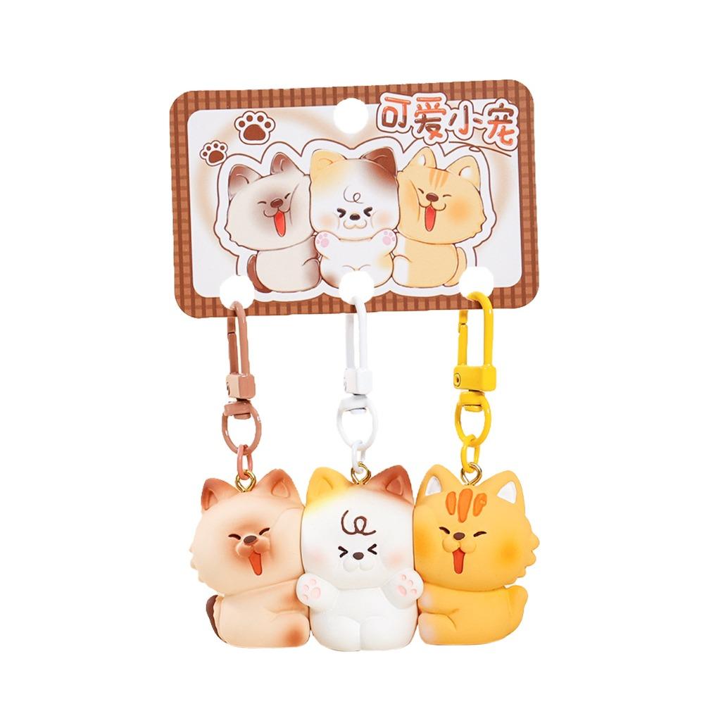 3 Pcs Set Resin Magnetic Snap Keychain Cartoon Keychain Sets Portable Animal Keychain Keys Style 1
