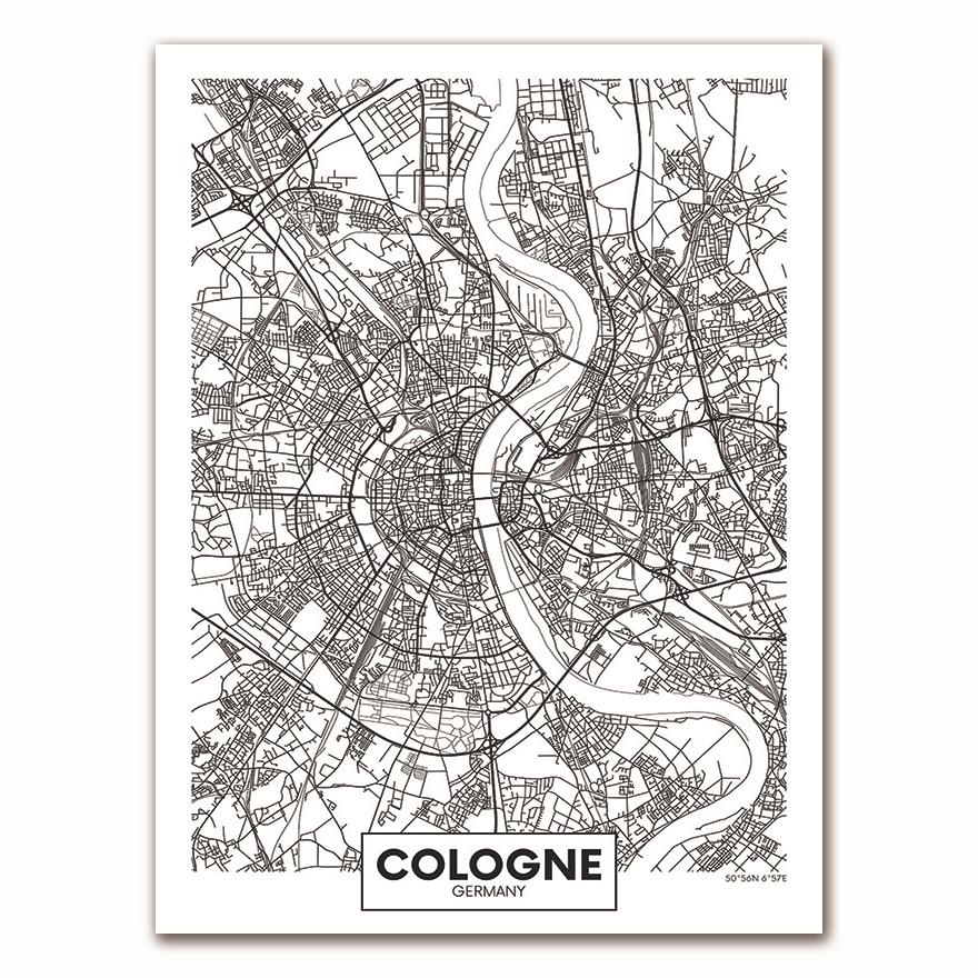 Poster con Parole Nero Bianco Mappa Città Parigi Londra New York Stampa Nordica Pittura su Tela Quadro da Parete per Soggiorno Decorazioni per la Casa