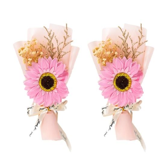 2 Pcs Mini Sunflower Bouquet Scented Artificial Soap Flower Birthday Valentine's Day Gifts
