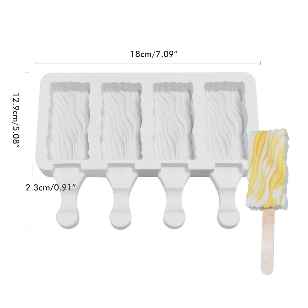 Silikon Eisform, 4 Zellen Eis am Stiel Form DIY Eismaschine für gefrorenes Dessert Eis am Stiel