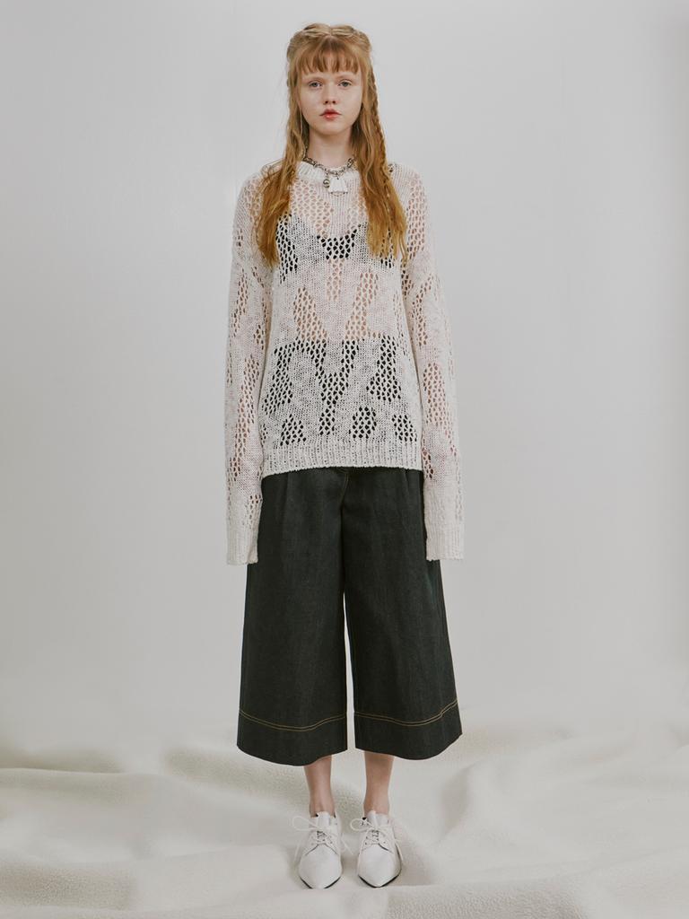 VEGAN TIGER Solid Net Knit Ivory