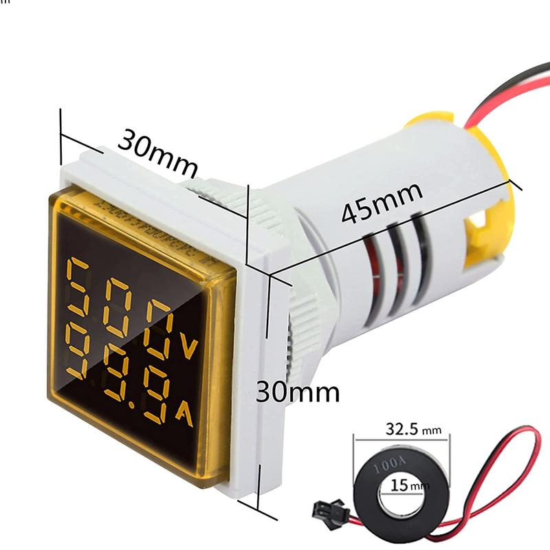 AC 50-500V 0-100A Square LED Digital Voltmeter Ammeter 110V 220V Voltage Current Meter Voltammeter Car Volt Amp Tester Detector