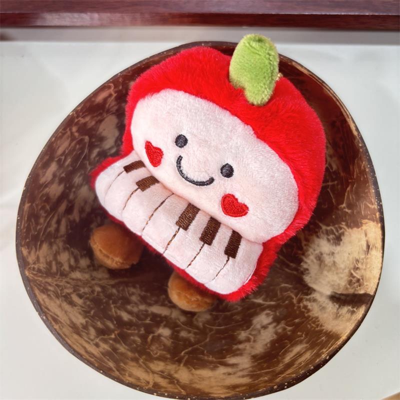 1/2 Pcs Cute Funny Apple Piano Plush Toy Stuffed Doll Keychain Pendant Backpack Decoration Bag Hang Ornament Couple Gift Keyring