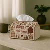 1pc Rustic Bless Tissue Box with Home Decor Red Cozy, The Living Room And Dining Room, Suitable for High-End Tissue Storage In The Bathroom.