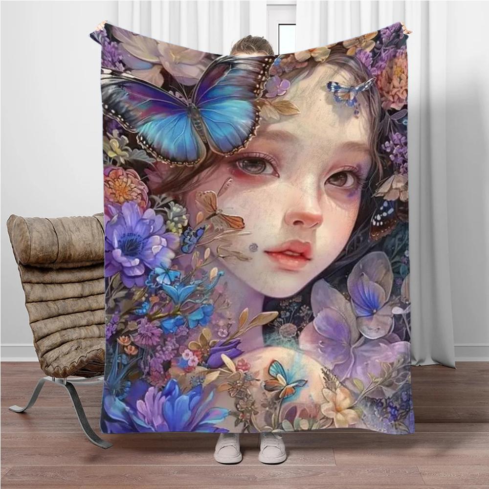Kunst Cartoon Mädchen Decke Kinder Warm Weich Decke für Sofa Büro Picknick Bettbezug Decke Geeignet für Geburtstag Souvenir Geschenk