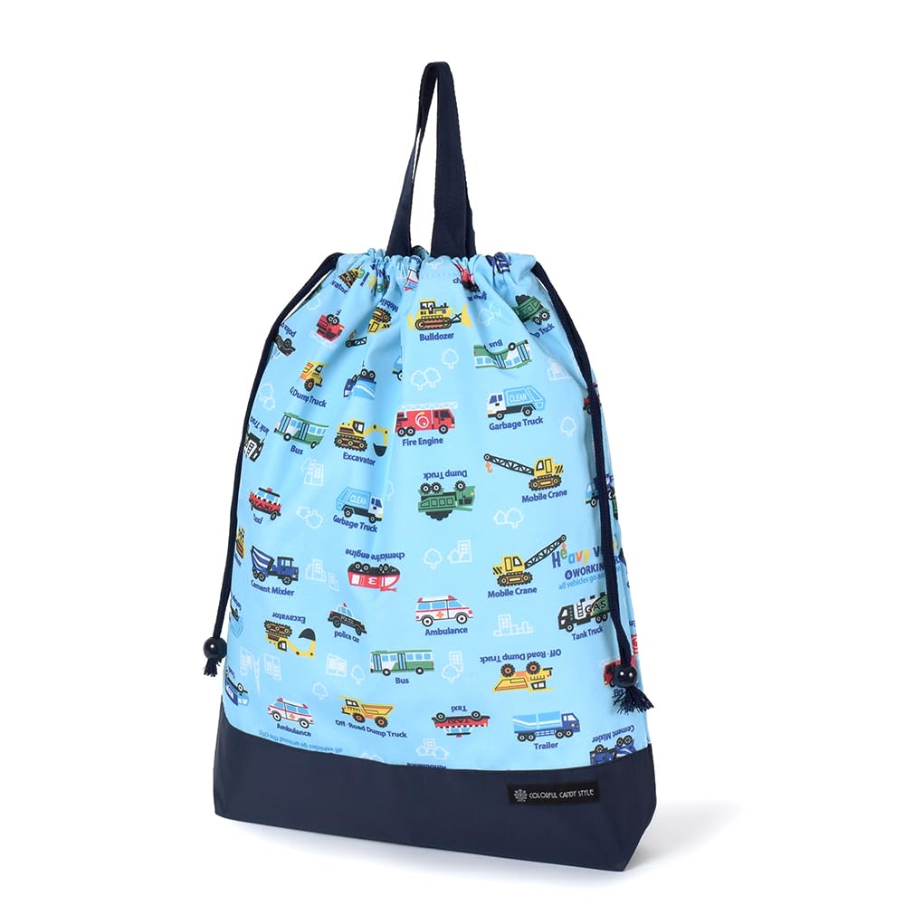 COLORFUL CANDY STYLE Large Drawstring Gym Clothes Bag Name with Handle and Throttle Working NL600800 (with Tag), Gusset, Water-Repellent, No-Iron,