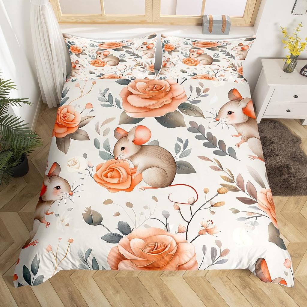 Mouse Duvet Cover Sets For Children Comforter Covers Lightweight Down Room Decor Queen Size 2 Pillowcases 1 Duvet Cover No Quilt
