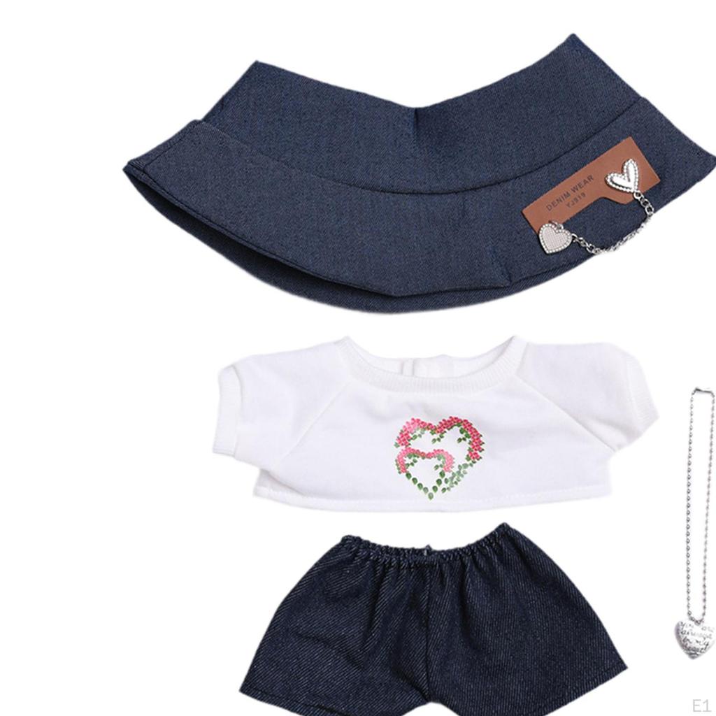 Miniature Clothes Costumes Cute with Hat Decoration Doll Outfit Shirt and Pants for 15inch Dolls