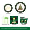 Christmas Party Tableware Set Plaid Printed Disposable Paper Plates Cups Napkins Holiday Party Supplies