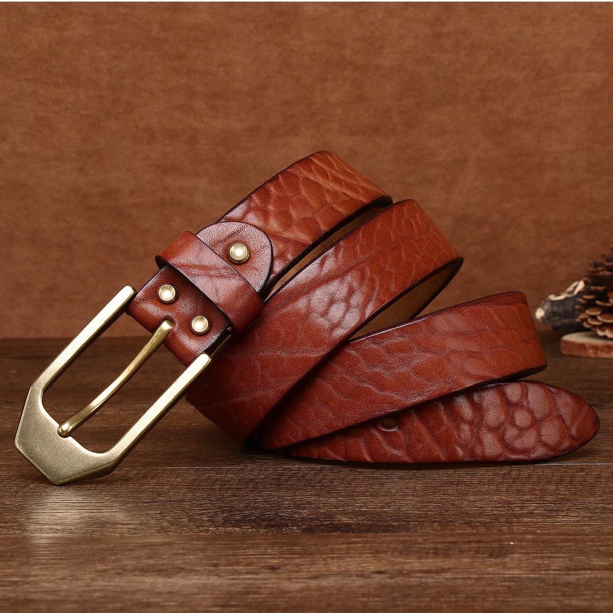 

Новый ретро-стираемый очень толстый уличный ремень из коровьей кожи первого слоя для мужчин из нержавеющей стали, универсальный повседневный ремень для мужчин 125cm