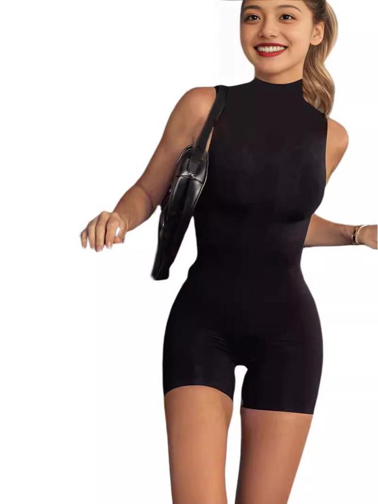 Women's Sporty Fashion Sleeveless High Neck Bodysuit