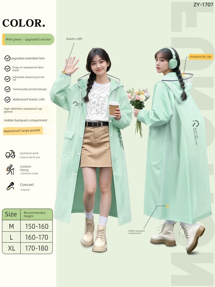 Long Raincoat for Electric Scooters, Full-Body Storm-Proof, Women's Style, Adult Outerwear, Single-Person, New Model, Electric Scooter