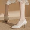 French High Heels Elegant Soft Leather Shoes Thin Heels That Don't Tire Your Feet Single Shoes with Shallow Square Toes All-match Commuter Shoes