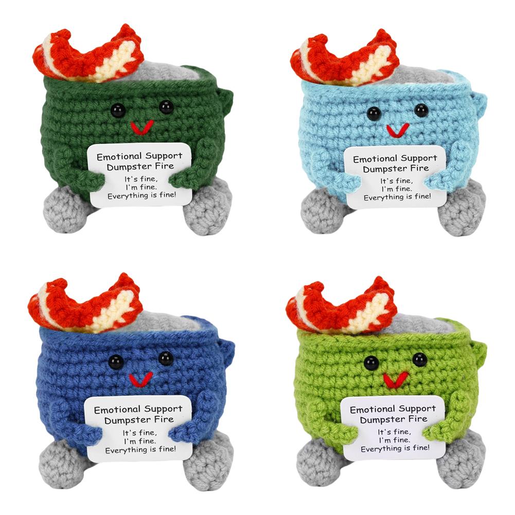 Häkeln Müllcontainer Feuer Niedlich Humorvoll Emotionale Unterstützung Dekoration Geschenk für Zuhause und Büro Fröhliches Accessoire