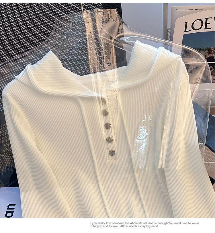 Dámské tričko nadměrné velikosti 240 jin volného střihu se stahovací kapucí a dlouhým rukávem - Jarní/podzimní zeštíhlující základní top