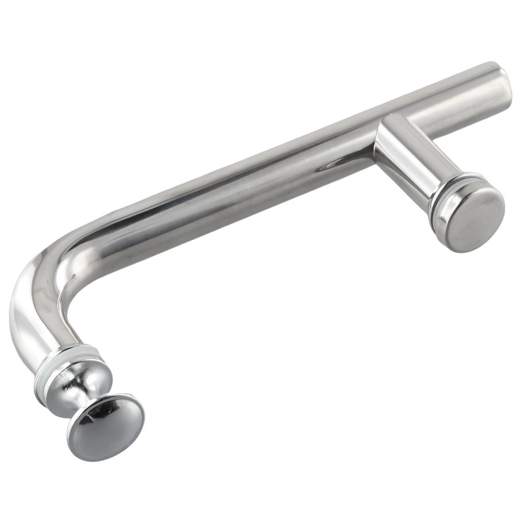 Shower Door Handle Bar 145mm Hole Sliding Glass Door Handle Bathroom Shower Stainless Steel Chrome F-shaped Bar Home Hardware