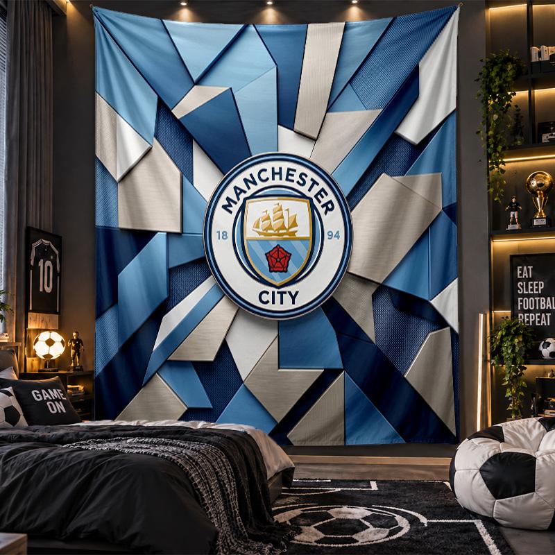 Arazzo da Appendere alla Parete Stampa Manchester City Tessuto per Soggiorno Camera da Letto Decorazione per la Casa