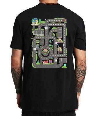 Dzieci bawią się samochodami i pociągami na plecach taty T-shirt Retro gry prezent dla ojca koszulka graficzna topy rozmiar EU 100% bawełna unisex miękka koszulka
