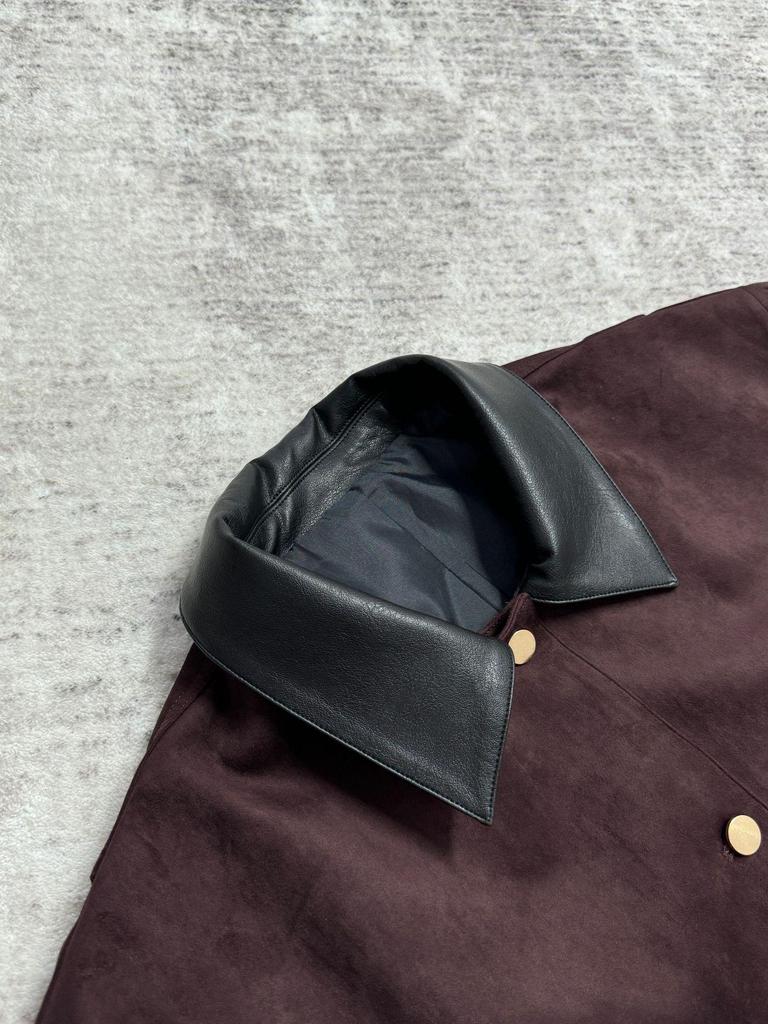 2024 Women's Retro Suede Velvet Lapel Jacket - Wine Red