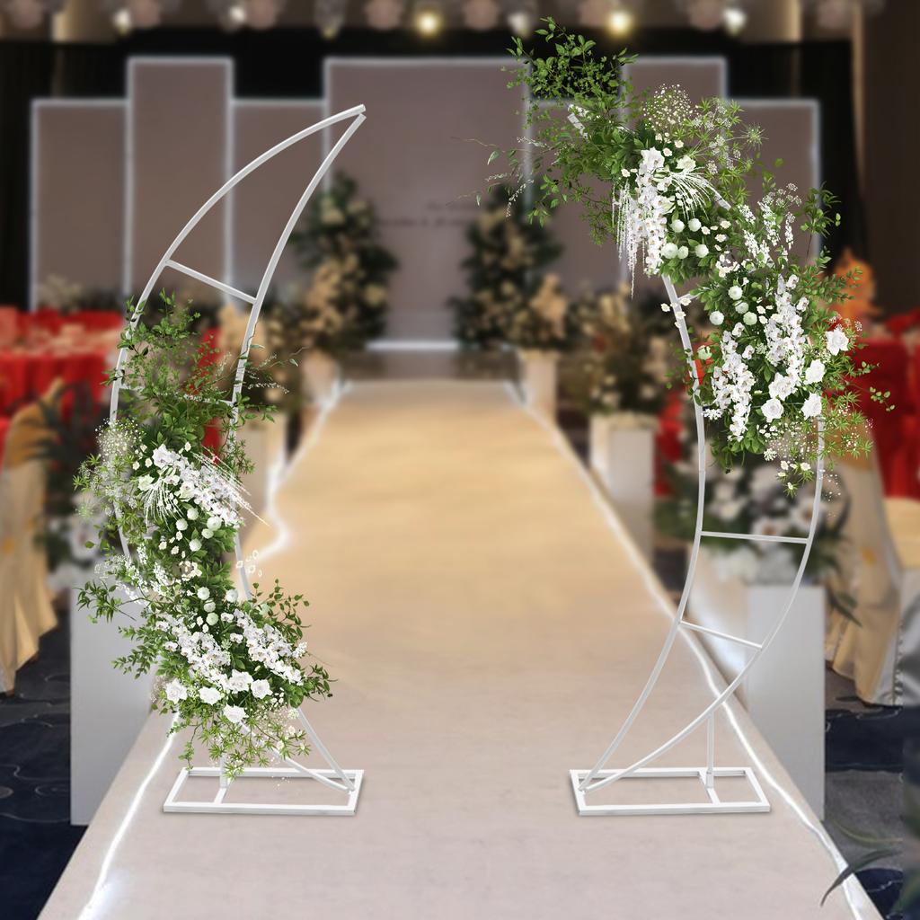 Wedding Arch Stand 2 Pack White 2 Meters Polygonal Wedding Stand Carbon Steel Support for Wedding Decoration Party Event