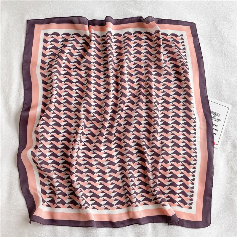 Fashion geometric color matching simulation silk scarf thin spring and summer square scarf scarf professional tie scarf hair tie bag silk scarf