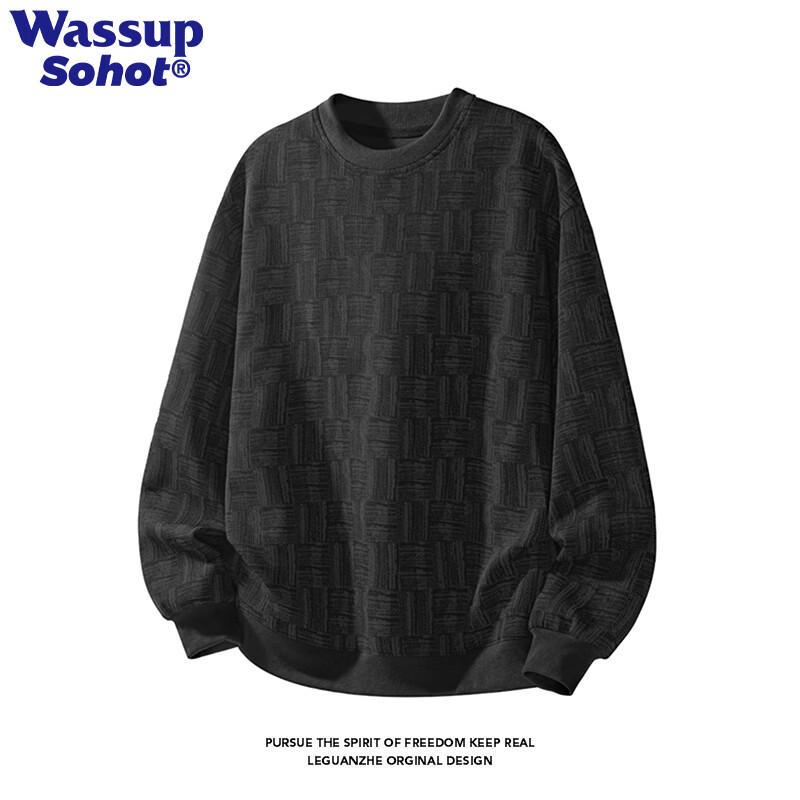 

Wassup Sohot Men s American Retro Loose Casual Round Neck Long Sleeve Sweatshirt XL