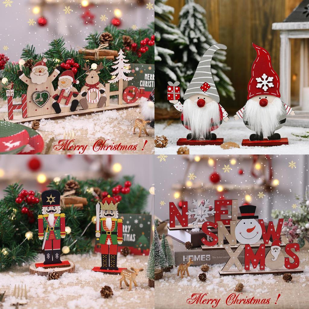Whimsical Holiday Tabletop Decorations Featuring Cartoon Style Christmas Accents