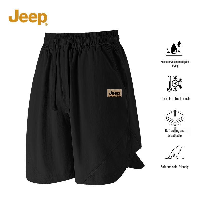 JEEP Men s Washed Cotton Perforated Summer Shorts L