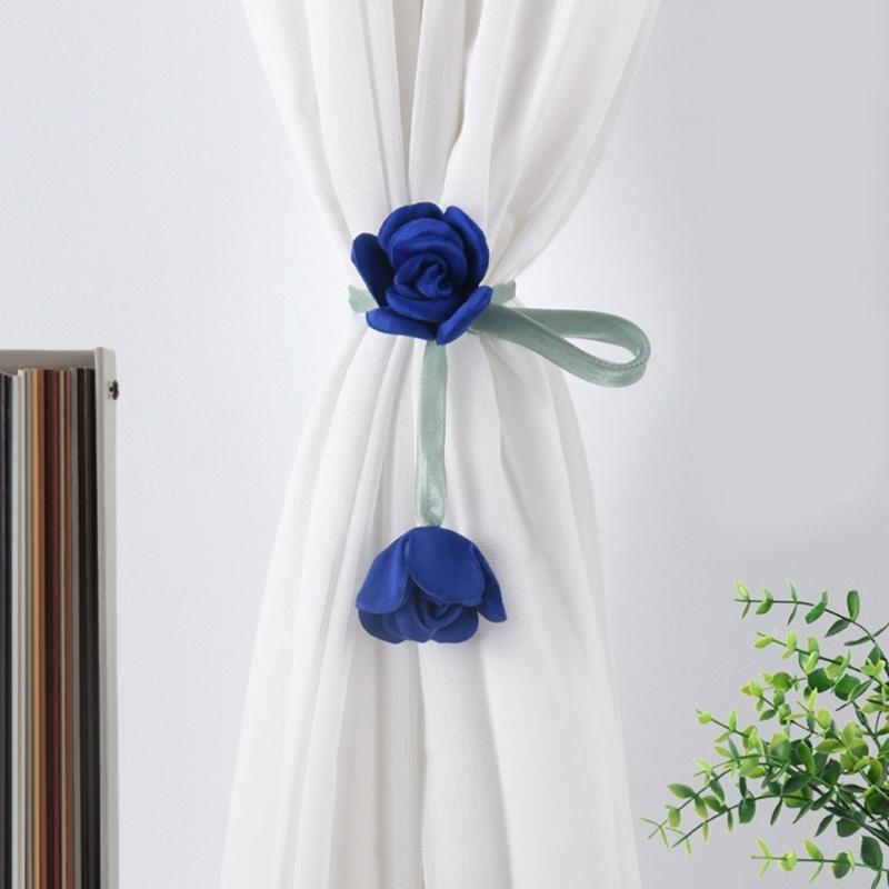 Flower Shape Curtain Holdbacks Polyester Fabric Multiple Color Option Simple Setup Window Decoration