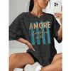 Summer New AMORE la dolce vita Letter-printed snowflake short-sleeve shirt T Shirt Top Round neck, light and breathable, suitable for spring, summer,