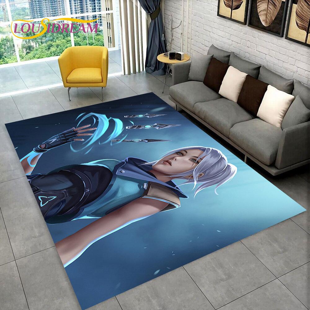 HD Valorant Series Game Gamer-Bereichsteppich, Teppich für Zuhause, Wohnzimmer, Schlafzimmer, Sofa, Fußmatte, Dekor, Kinder spielen, rutschfeste Bodenmatte
