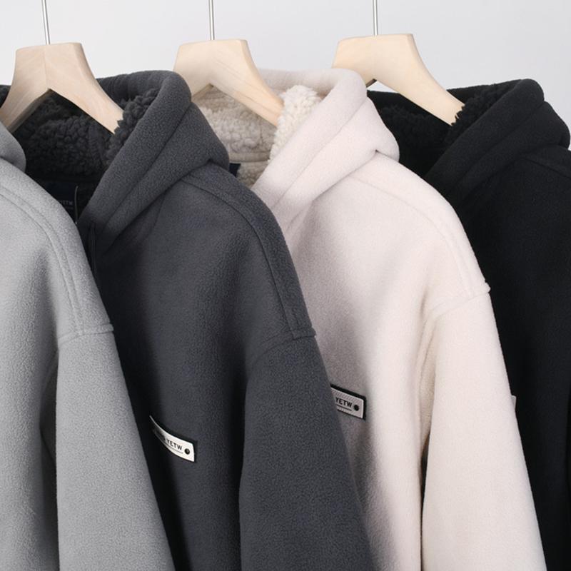 Autumn Winter Fashion Fleece Thickened Warm Hooded Coat Men's Casual Jacket