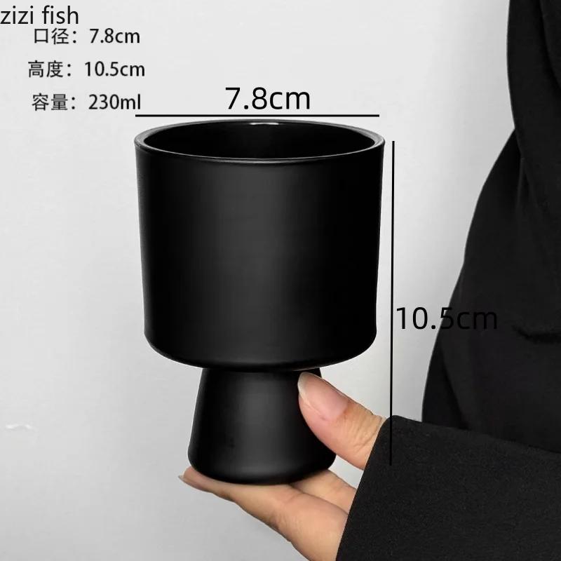 

Frosted Black Glass Cup Goblet Water Cup Ice Cream Cups Dessert Bowl Wine Glass Juice Cups Drinking Glasses Home Drinkware 201-300ml