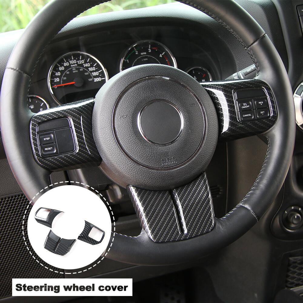 Carbon Fiber Steering Wheel Cover Trim Emblem Kit Sticker for Grand Cherokee 3pc