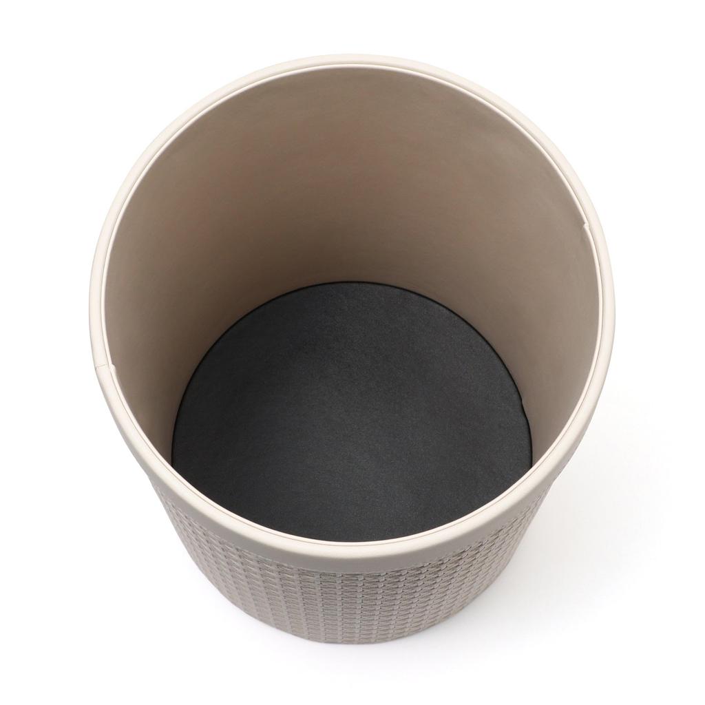 Francfranc Embossed Dustbin, Medium, Ivory, Stylish, Perfect for New Homes and Moving