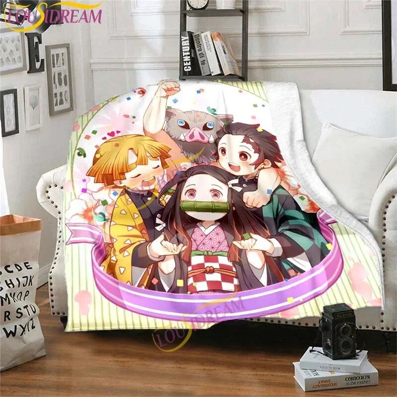 Japanese Anime Demon Slayer Printed Blanket Living Room Bedspread Sofa Travel Office Throw Blanket Quilt 5 Size