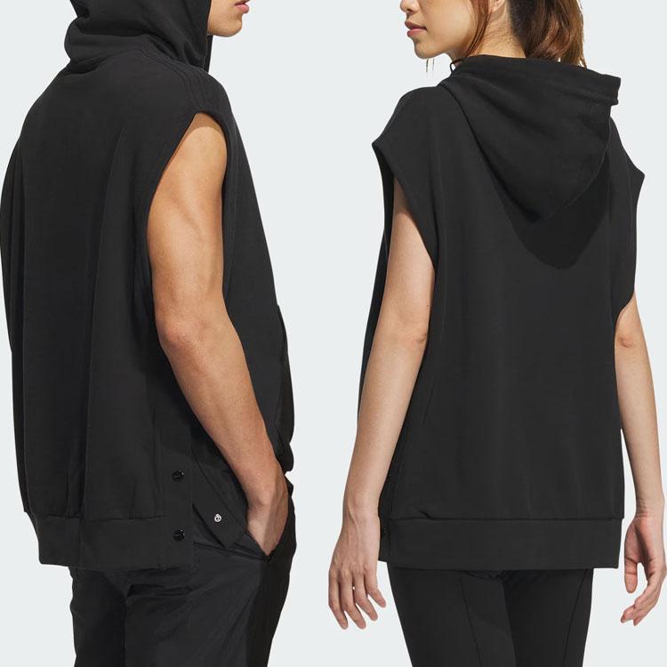 Adidas Originals Wing Chun Series Solid Color Logo Sports Loose Hooded Vest Unisex Vests Black IZ1533
